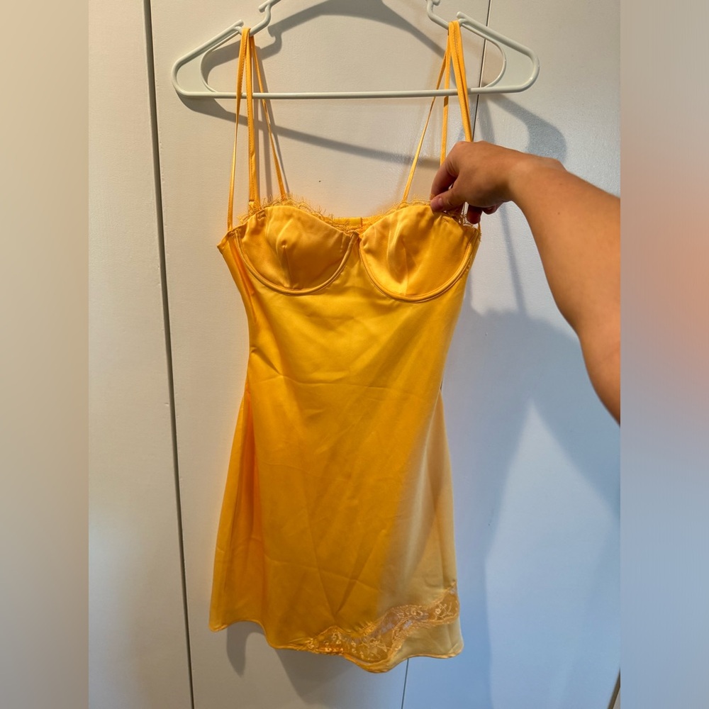 Yellow Skinny Strap Dress